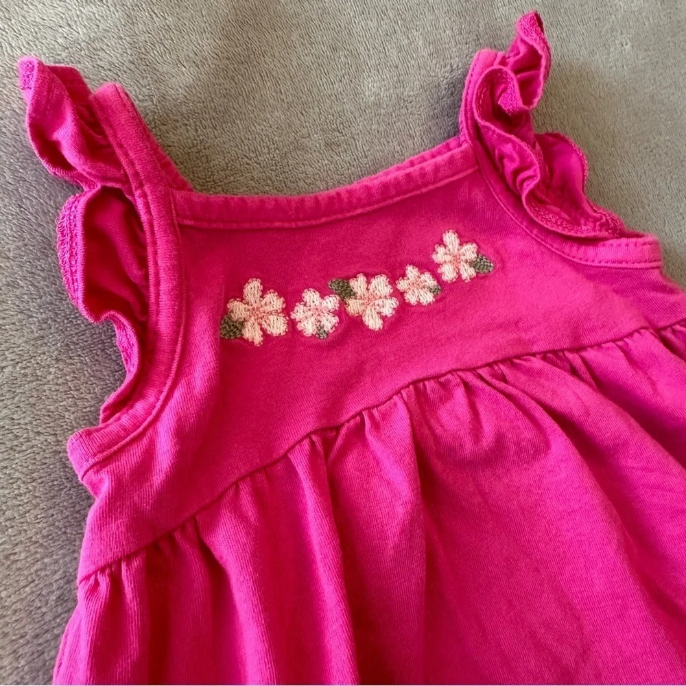 EUC Carter’s Baby Girl 2pc Sun Dress Set, Hot Pink Flowers, 6-9 Months